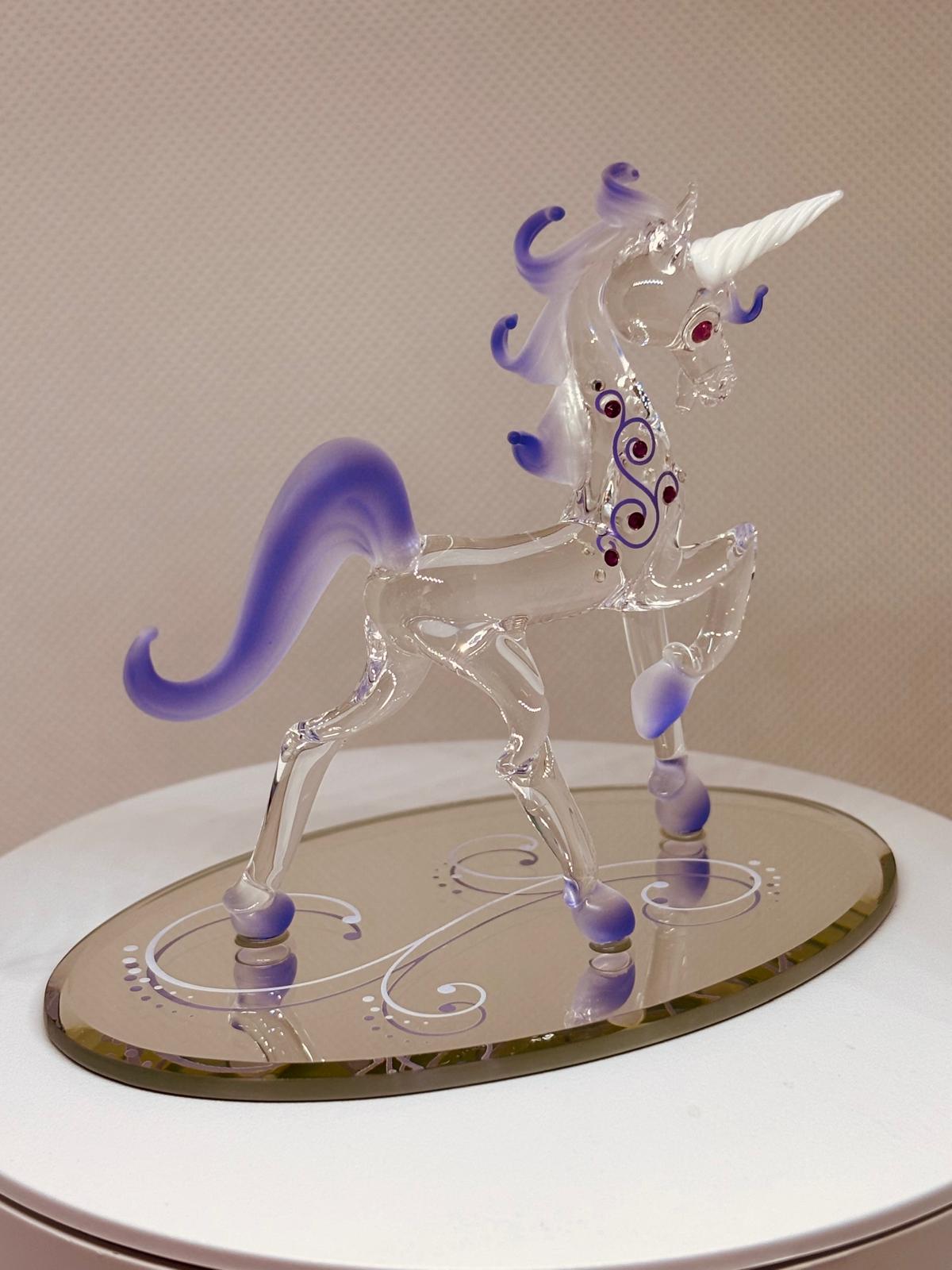 Fairy Tale Unicorn Glass Figurine Fantasy Unicorn Home Decor