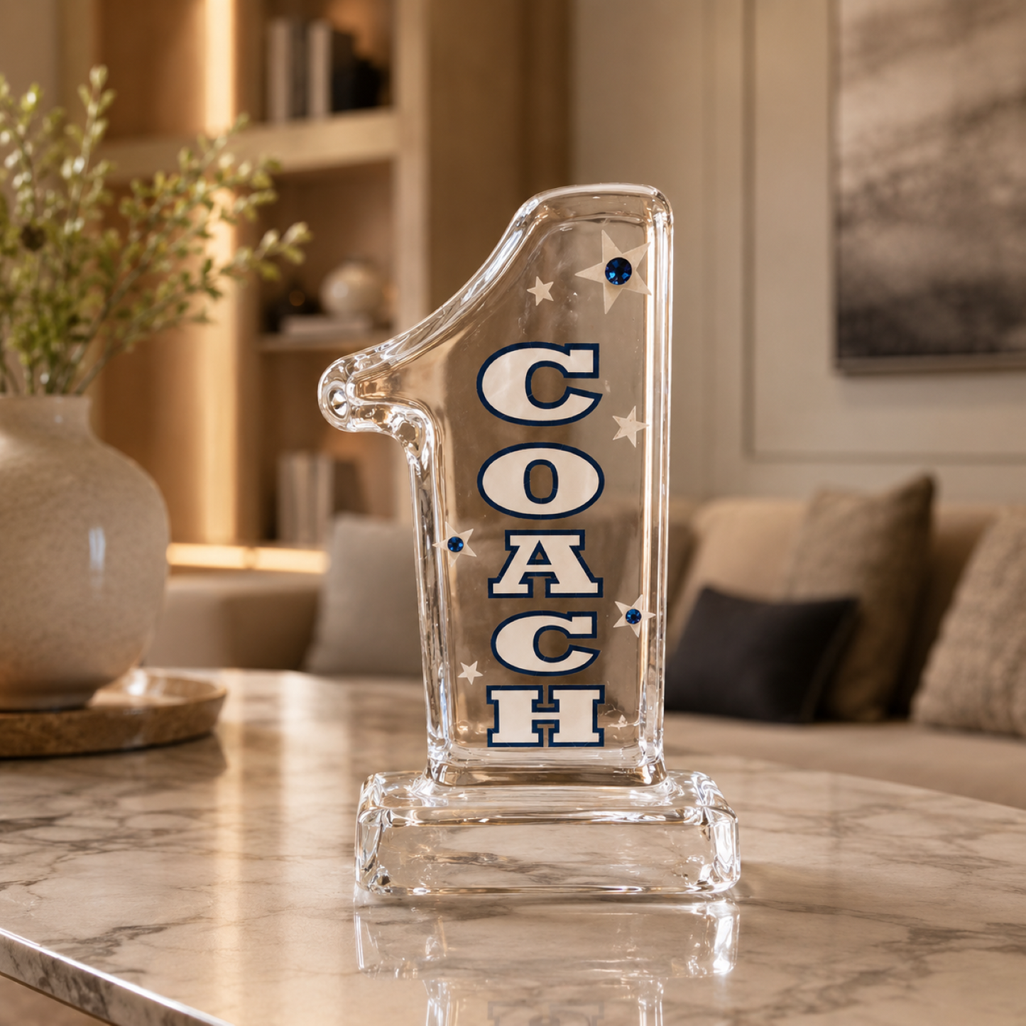 Coach Gift Glass Pen Figurine Sports Coach Desk Organizer Coach Appreciation Gift