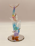 Mermaid and Turtle Glass Figurine | Handcrafted Ocean Decor with Sea Grass