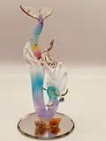 Mermaid and Turtle Glass Figurine | Handcrafted Ocean Decor with Sea Grass