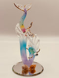 Mermaid and Turtle Glass Figurine | Handcrafted Ocean Decor with Sea Grass