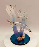 Double Dolphins Figurine Handcrafted Glass Ocean Decor