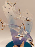 Double Dolphins Figurine Handcrafted Glass Ocean Decor