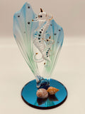 Sea Horses Glass Figurine | Handcrafted Coastal Ocean Decor with Blue Sea Grass