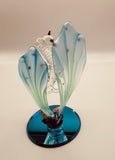Sea Horses Glass Figurine | Handcrafted Coastal Ocean Decor with Blue Sea Grass