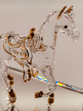 Horse Glass Figurine | Handcrafted Equestrian Decor with Saddle | Collectible Gift