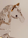 Horse Glass Figurine | Handcrafted Equestrian Decor with Saddle | Collectible Gift