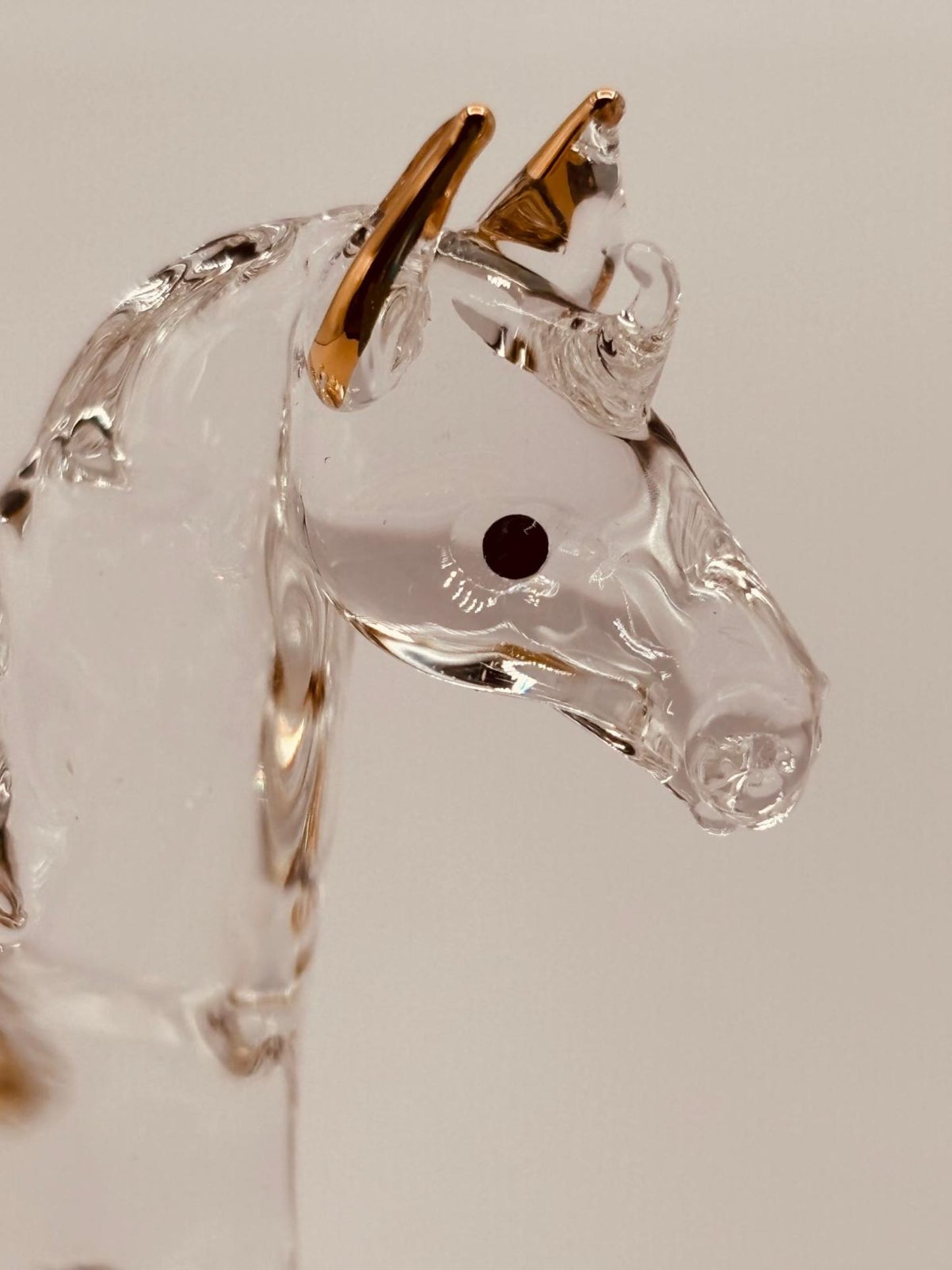 Horse Glass Figurine | Handcrafted Equestrian Decor with Saddle | Collectible Gift