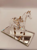 Horse Glass Figurine | Handcrafted Equestrian Decor with Saddle | Collectible Gift