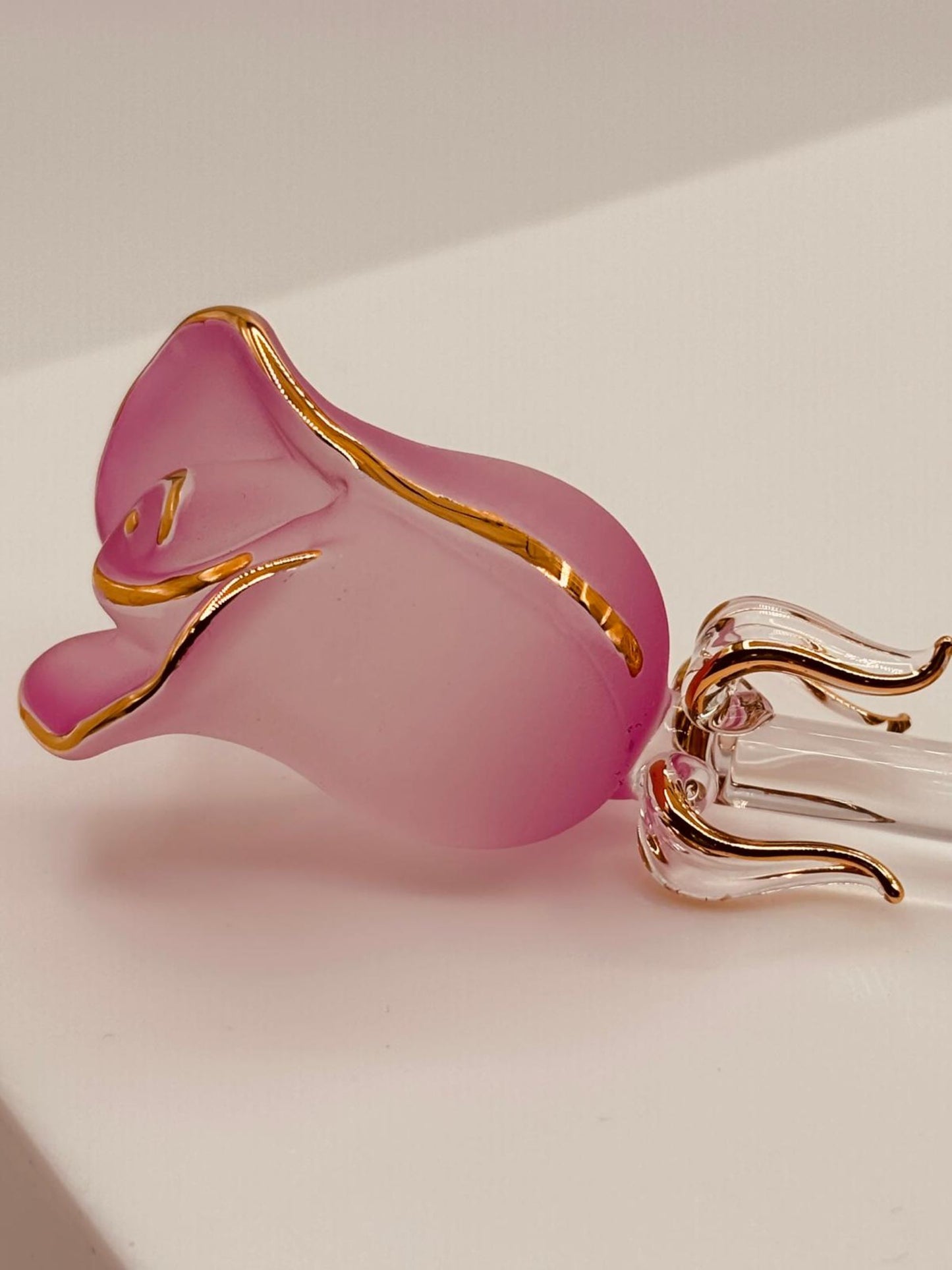 “I Love You” Pink Rose Figurine | Glass Flower Romantic Gift Décor