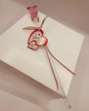 “I Love You Mom” Pink Rose Figurine | Glass Flower Mother’s Gift