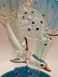 Dolphin & Turtle Glass Figurine | Coastal Ocean Decor for Sea Life Lovers