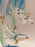 Dolphin & Turtle Glass Figurine | Coastal Ocean Decor for Sea Life Lovers