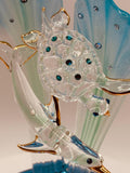 Dolphin & Turtle Glass Figurine | Coastal Ocean Decor for Sea Life Lovers