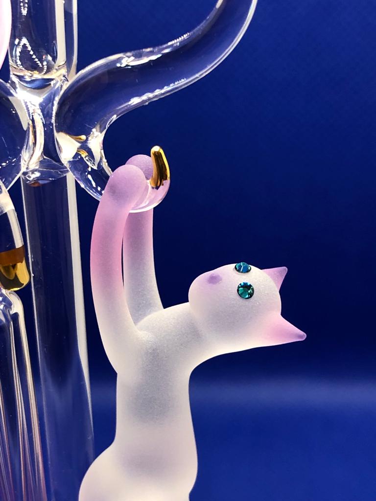 Glass Baron Cat and Mouse Figurine with Crystal Accents