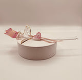 Peach and Gold Rose Glass Figurine | Romantic Gift with “I Love You” Message