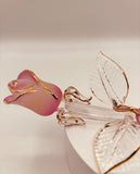 Peach and Gold Rose Glass Figurine | Romantic Gift with “I Love You” Message