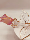 Peach and Gold Rose Glass Figurine | Romantic Gift with “I Love You” Message