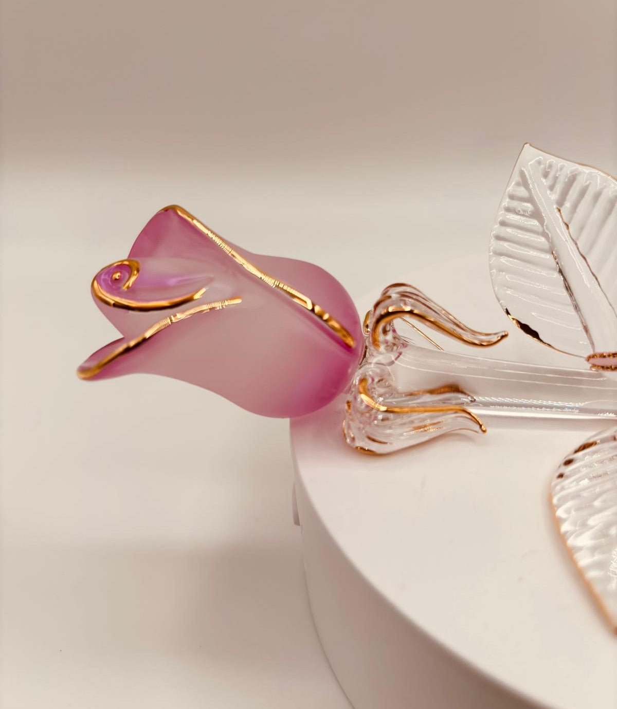 I Love You Mom Pink Pearl Rose Handcrafted Glass Gift Rose