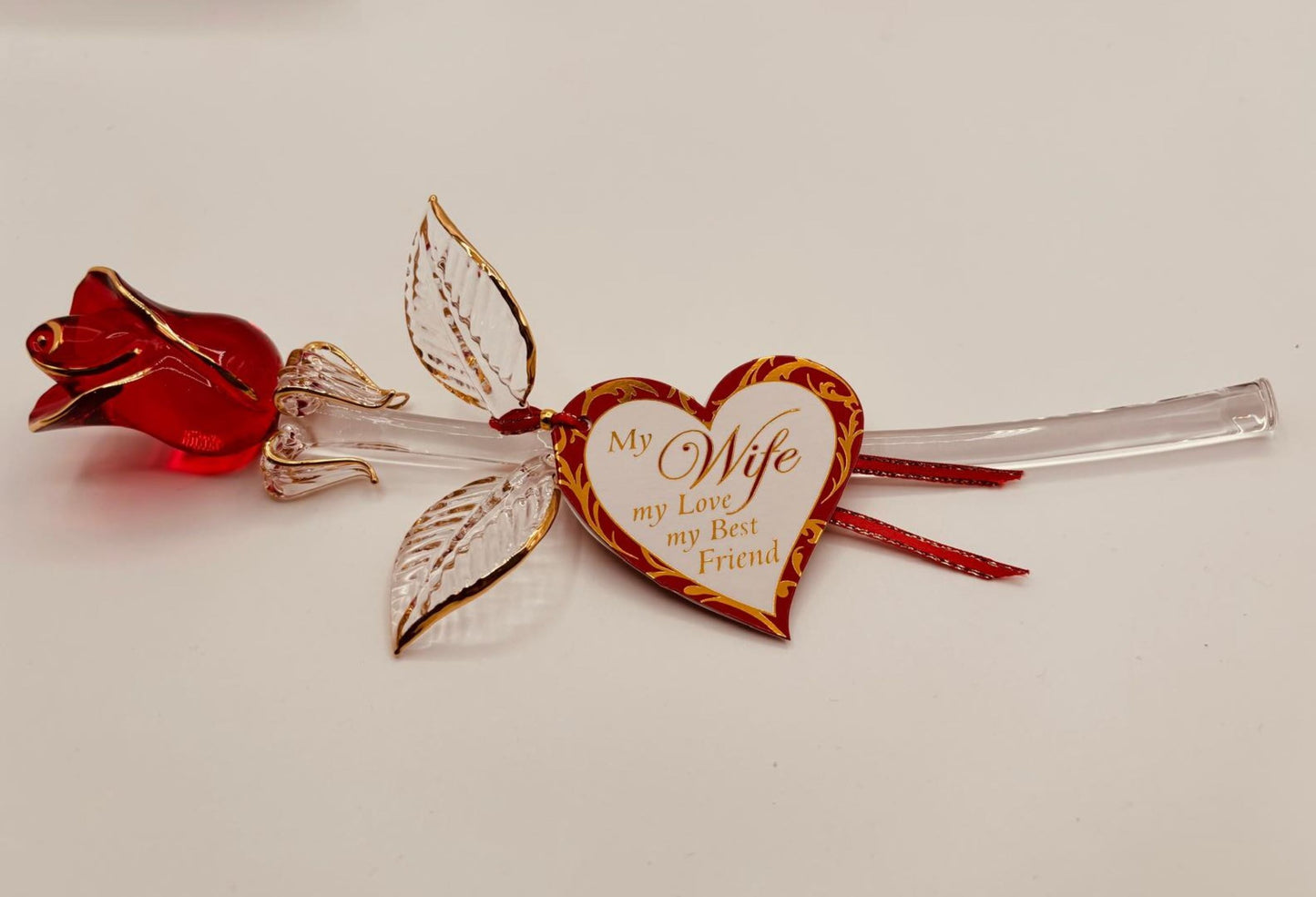 Handcrafted red rose gift for wife with Best Friend message