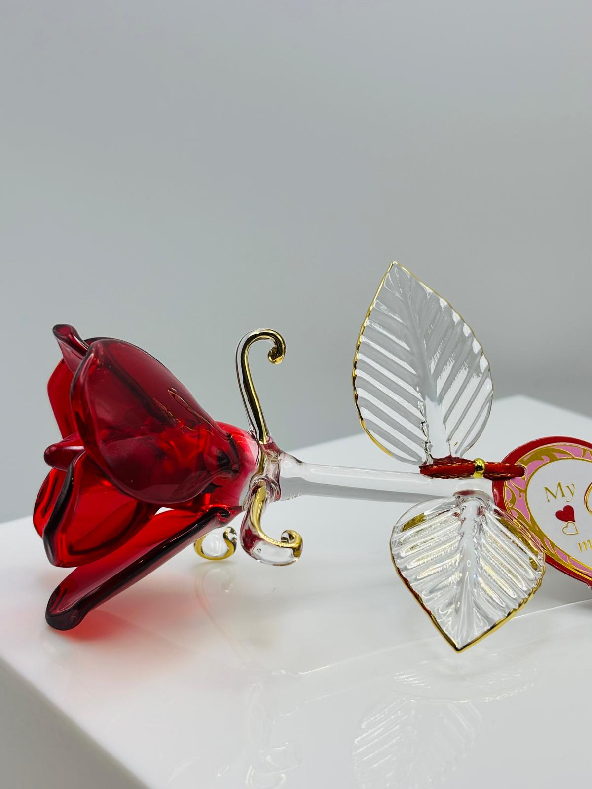 Red Rose for Wife Glass Figurine My Wife My Love My Best Friend Gift