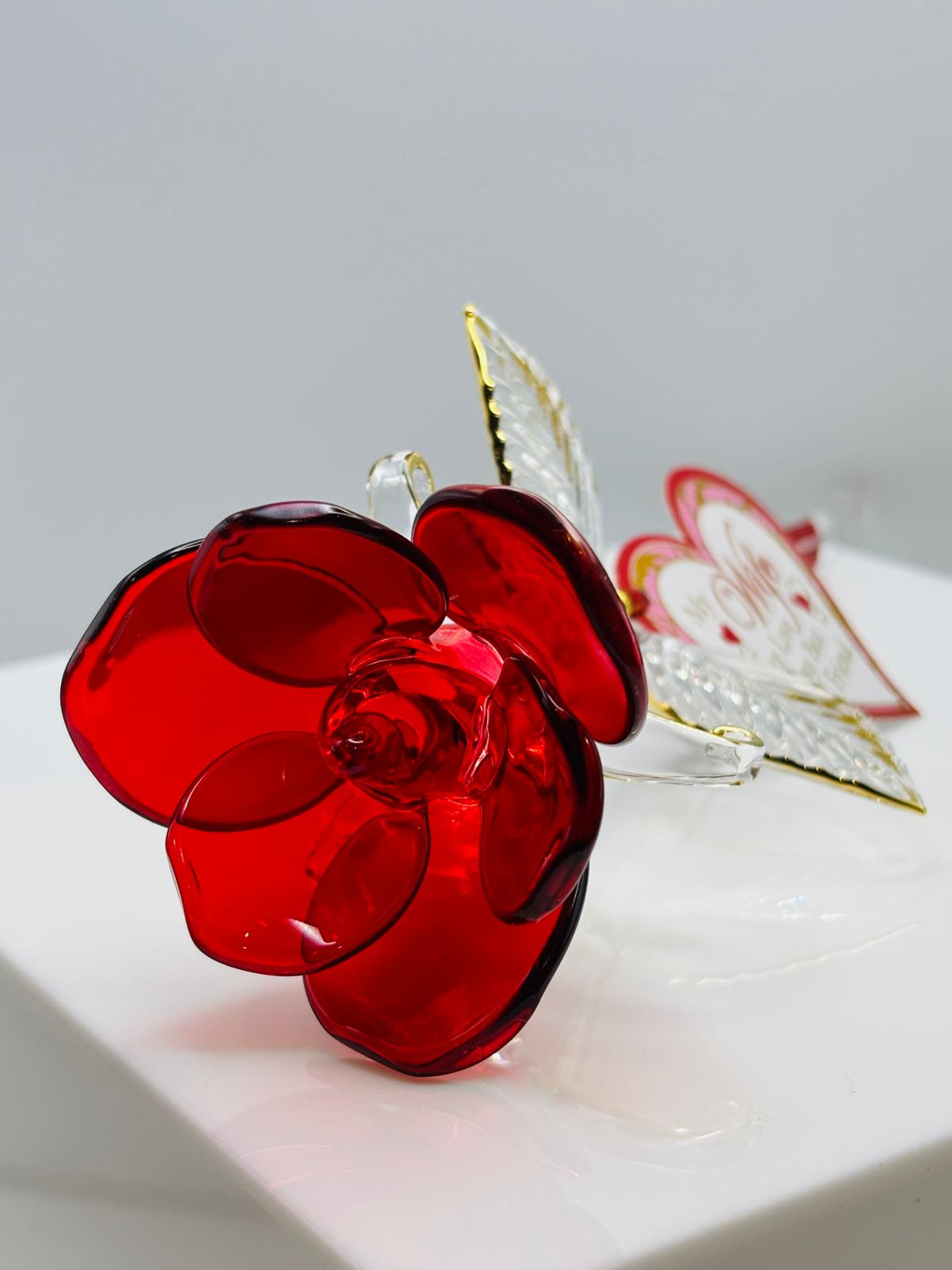 Red Rose for Wife Glass Figurine My Wife My Love My Best Friend Gift
