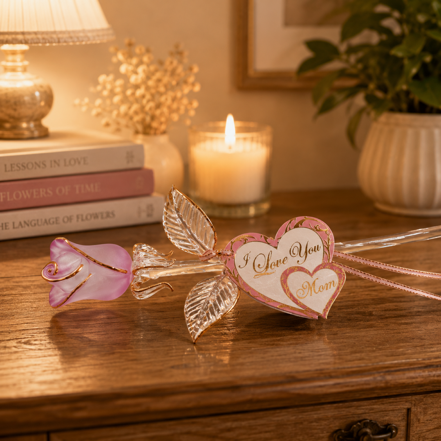 I Love You Mom Rose Gift | Pink Flower for Mother’s Day Gift