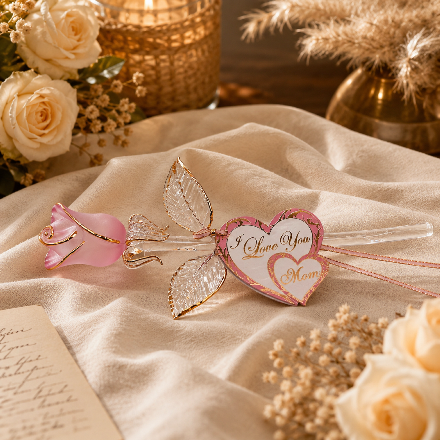 I Love You Mom Rose Gift | Pink Flower for Mother’s Day Gift