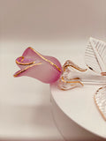 Pink Pearl Glass Rose Figurine | Romantic I Love You Gift with Heart Tag