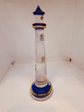 Blue Lighthouse Glass Figurine | Handcrafted Coastal Ocean Decor with Spiral Design