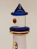 Blue Lighthouse Glass Figurine | Handcrafted Coastal Ocean Decor with Spiral Design