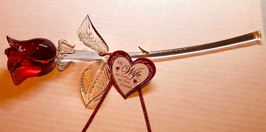 Glass Rose Gift for Wife Handcrafted Romantic Anniversary Decor