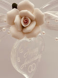 Anniversary Heart Glass Figurine | Romantic “Happy Anniversary” Gift with Bells