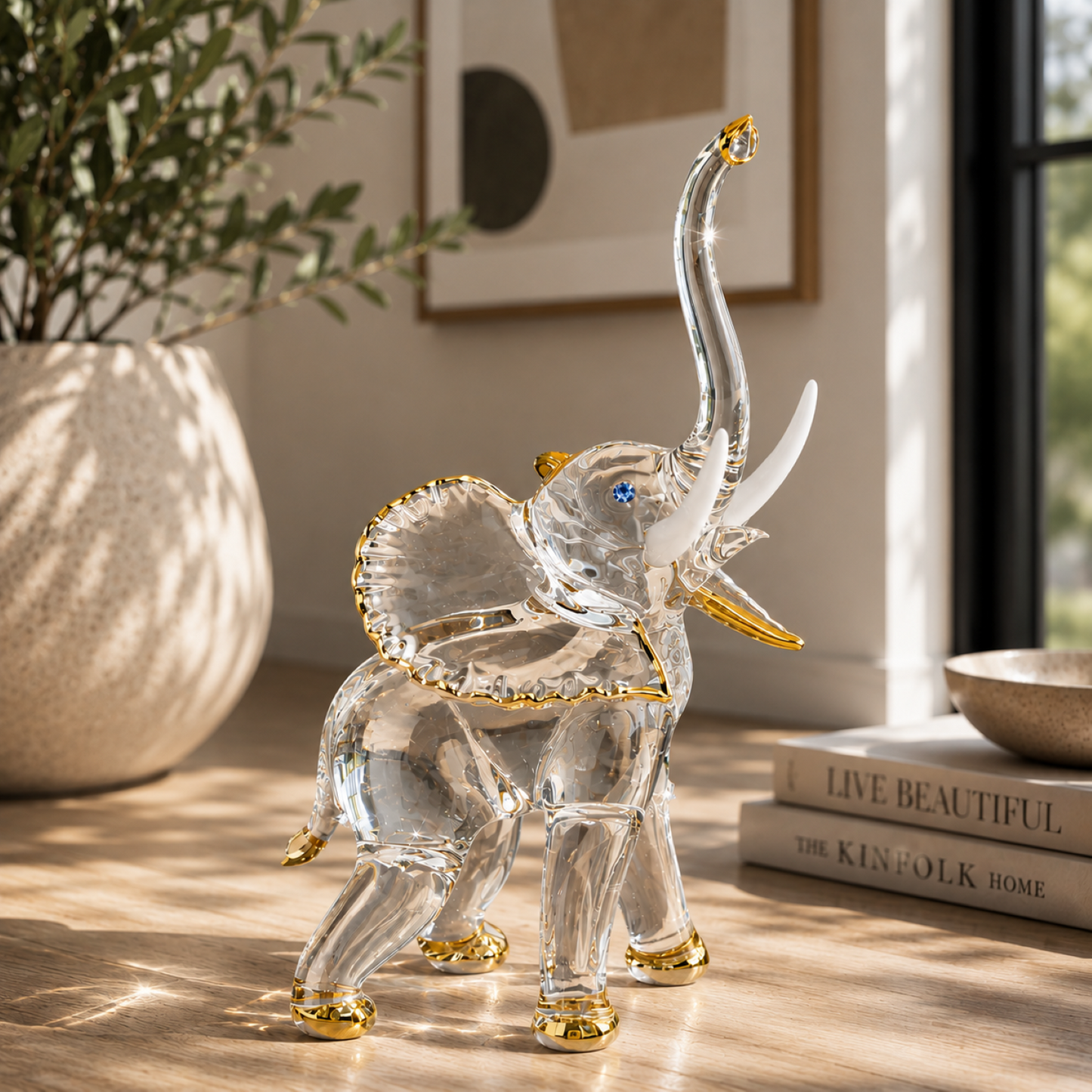 Glass Elephant Figurine Gift | Lucky Elephant Decor Good Luck Gift