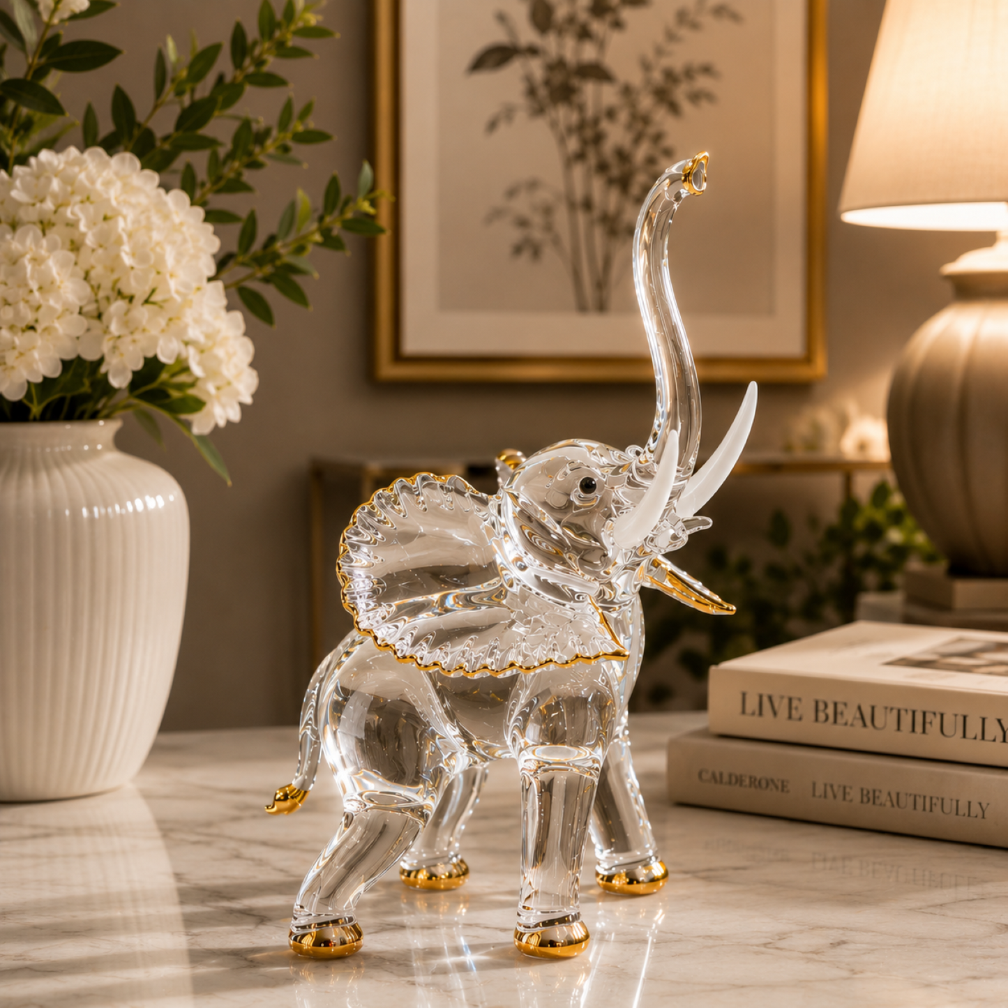 Glass Elephant Figurine Gift | Lucky Elephant Decor Good Luck Gift