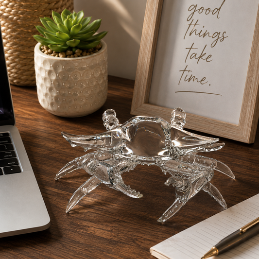 Glass Crab Figurine | Coastal Ocean Display Beach Décor