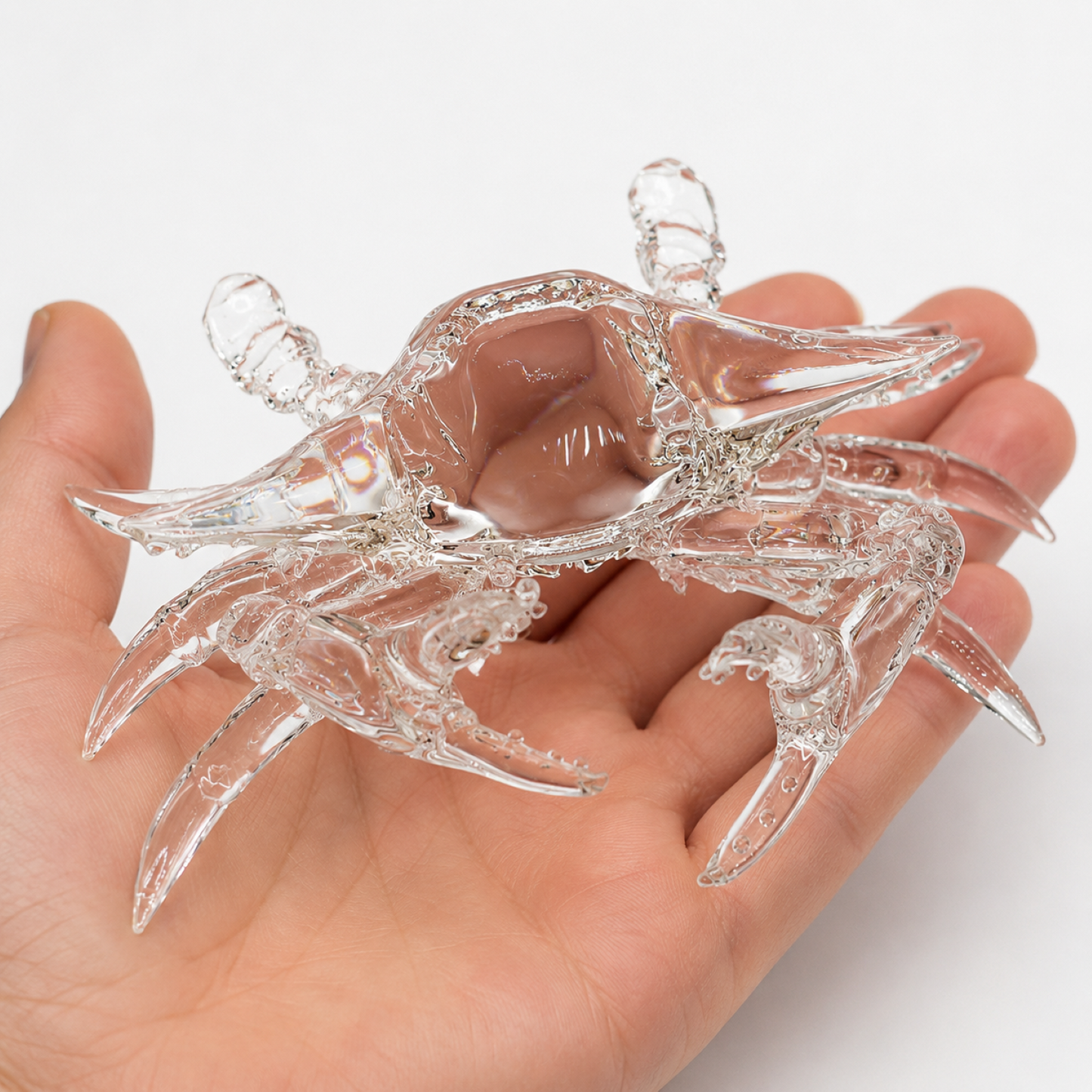 Glass Crab Figurine | Coastal Ocean Display Beach Décor