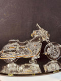 Big Cruiser Motorcycle Glass Figurine with Crystal and Gold Accents