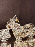 Big Cruiser Motorcycle Glass Figurine with Crystal and Gold Accents