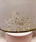 Big Cruiser Motorcycle Glass Figurine with Crystal and Gold Accents