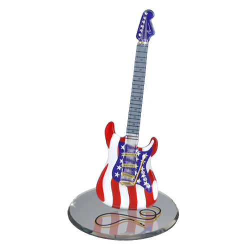 Vintage USA Guitar, Handmade Glass Figurine, Music Decor, Musician Gift, Music Room Décor, Christmas Gift For Guitar Lovers