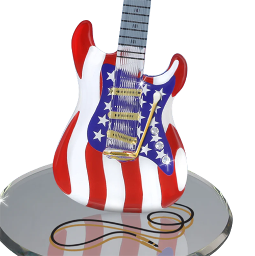 Vintage USA Guitar, Handmade Glass Figurine, Music Decor, Musician Gift, Music Room Décor, Christmas Gift For Guitar Lovers