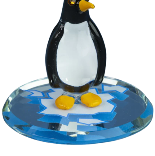 Glass Penguin Collectible Figurine with Crystal Accents