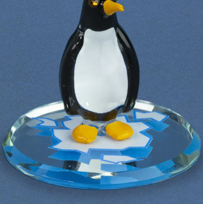 Glass Penguin Figurine Handmade Anniversary Gift Handblown Glass Home Decoration, Gift for Her