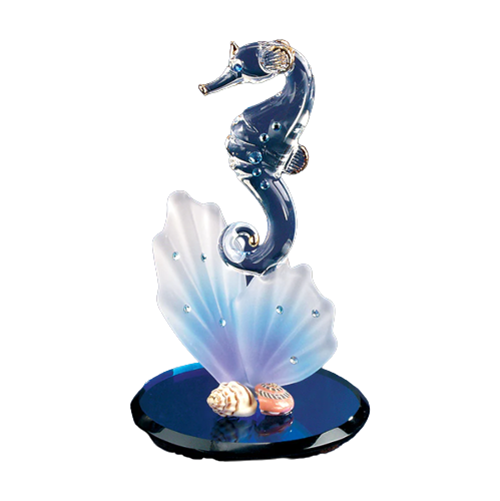 Sea Horse on Blue Coral, Handblown Glass Sea Horse, Nautical Decor, Collectible Gift Ideas, Anniversary Gift