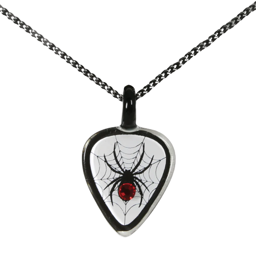 Spider Necklace, Guitar Pick Necklace, Spider Jewelry, Spider Lover Necklace, Crystals Necklace, Christmas Gift for Him/Her