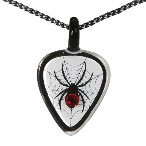 Spider Necklace, Guitar Pick Necklace, Spider Jewelry, Spider Lover Necklace, Crystals Necklace, Christmas Gift for Him/Her