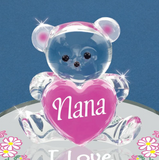 Handmade Bear & Heart Figurine, Glass Pink Heart, Grandma Gift, Mother's Day Gift, Gift for Nana