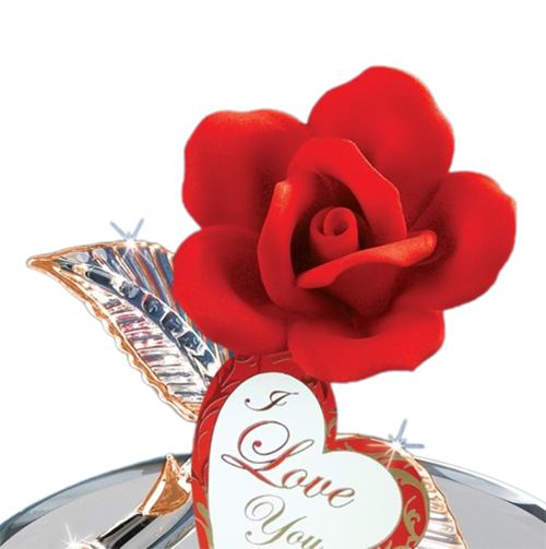 Glass Baron Red Rose I Love You Collectible Figurine
