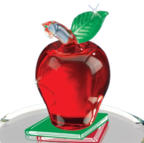 Apple Teacher Glass Figurine, Teacher Christmas Gift, Handcrafted Teachers Gift, Home Decoration
